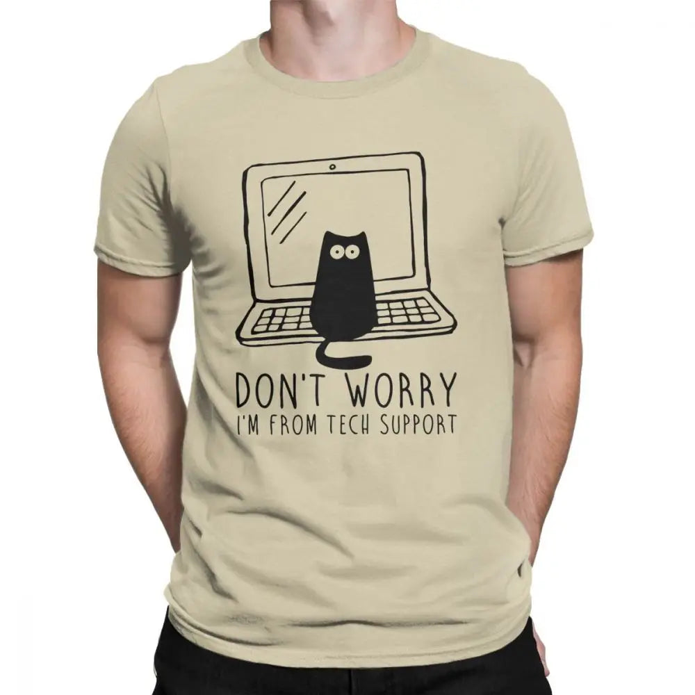 Men's I'm From Tech Support T Shirts Cats Geek Programming Engineering Software Engineer Cotton Tops Funny Tee Europe T-Shirt