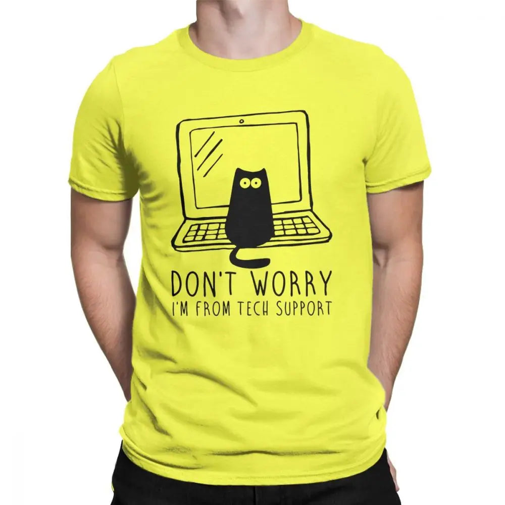 Men's I'm From Tech Support T Shirts Cats Geek Programming Engineering Software Engineer Cotton Tops Funny Tee Europe T-Shirt