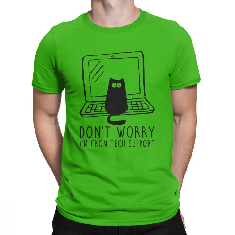 Men's I'm From Tech Support T Shirts Cats Geek Programming Engineering Software Engineer Cotton Tops Funny Tee Europe T-Shirt