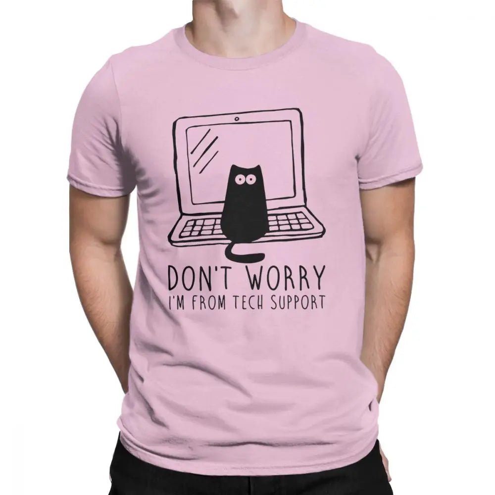 Men's I'm From Tech Support T Shirts Cats Geek Programming Engineering Software Engineer Cotton Tops Funny Tee Europe T-Shirt