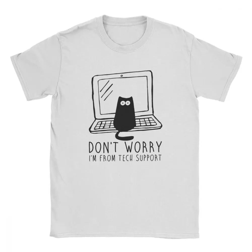 Men's I'm From Tech Support T Shirts Cats Geek Programming Engineering Software Engineer Cotton Tops Funny Tee Europe T-Shirt