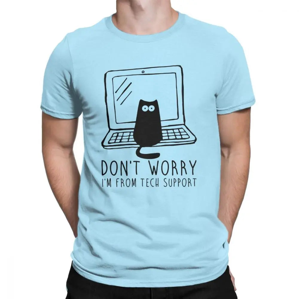 Men's I'm From Tech Support T Shirts Cats Geek Programming Engineering Software Engineer Cotton Tops Funny Tee Europe T-Shirt