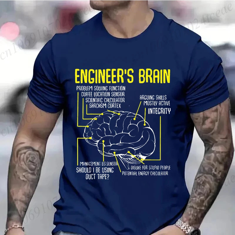 Engineer's Brain Funny Sarcastic Engineering Print T-Shirt for Men Women Graphic T Shirts Summer Fashion Shirt Short Sleeve Gift