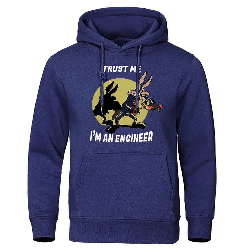 Trust Me Im An Engineer Print Hoodies Male Pure Fleece Casual Clothing Round Neck Engineering Hoody Classic Oversized Pullovers