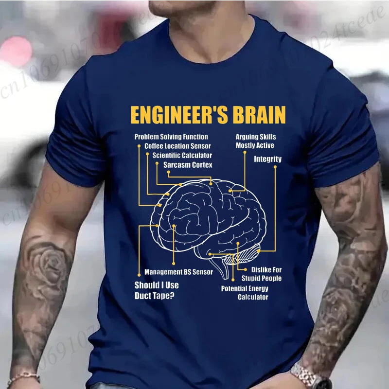 Engineer's Brain Funny Sarcastic Engineering Print T-Shirt for Men Women Graphic T Shirts Summer Fashion Shirt Short Sleeve Gift