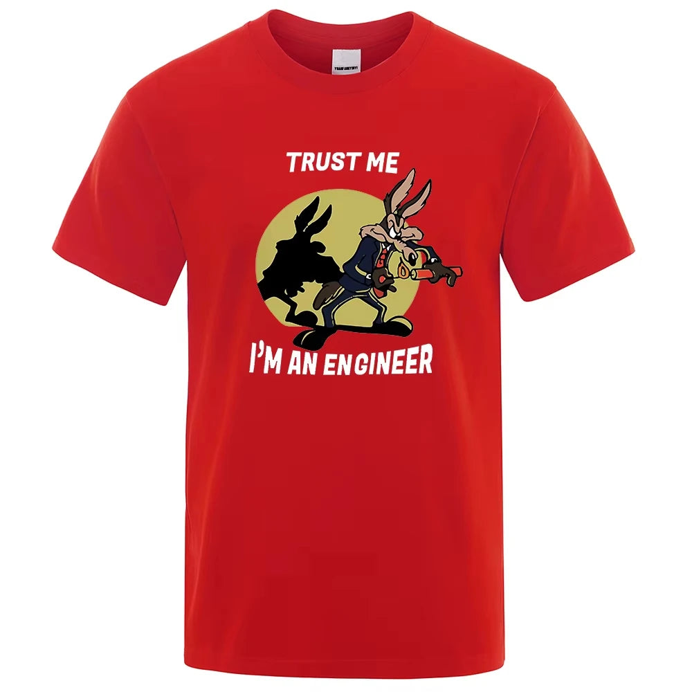 Trust Me Im An Engineer T Shirt For Men Pure Cotton Vintage T-Shirt Round Neck Engineering Tees Classic Man Clothes Oversized