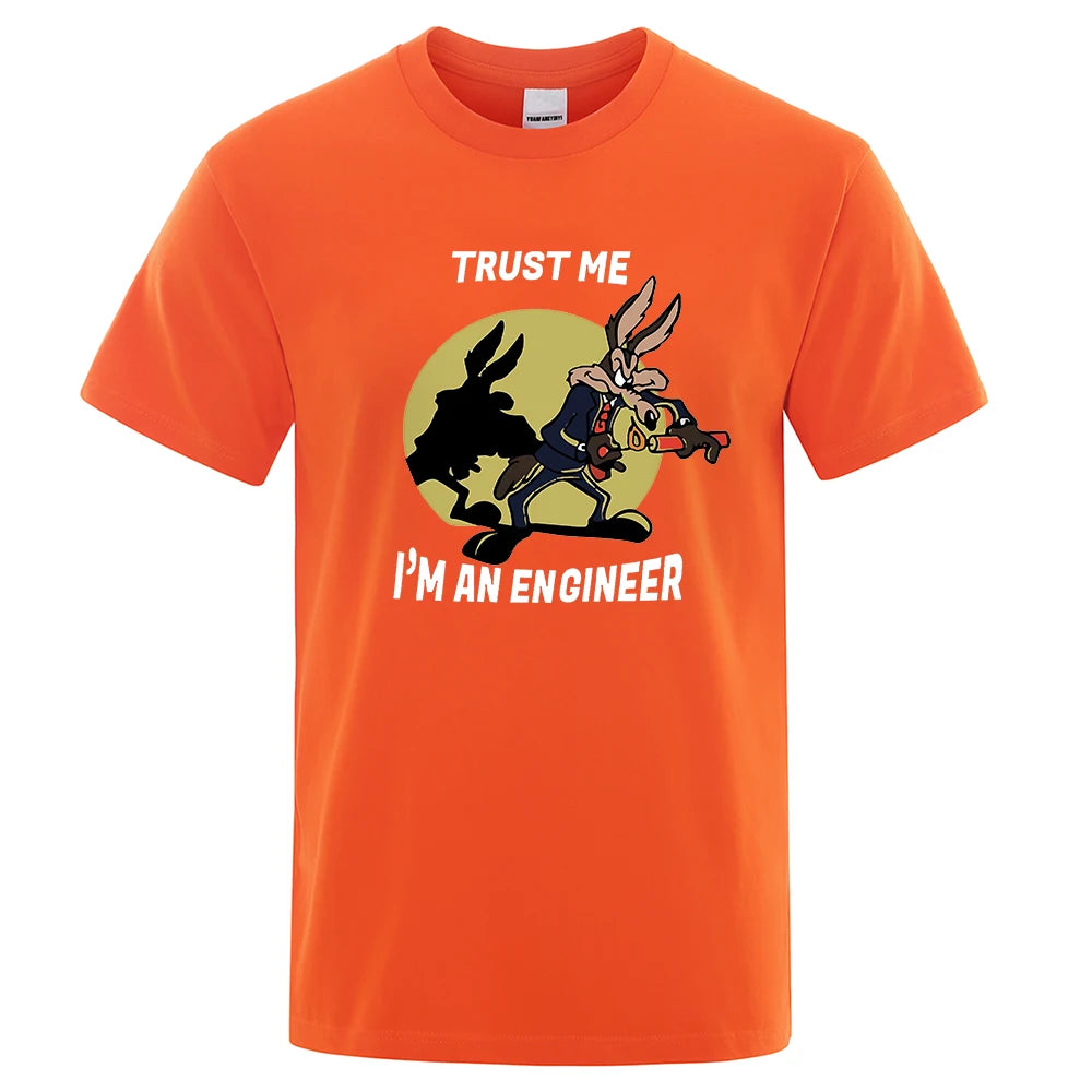 Trust Me Im An Engineer T Shirt For Men Pure Cotton Vintage T-Shirt Round Neck Engineering Tees Classic Man Clothes Oversized