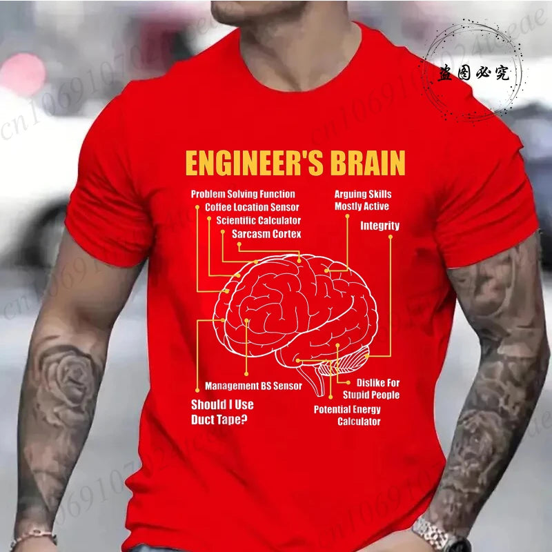Engineer's Brain Funny Sarcastic Engineering Print T-Shirt for Men Women Graphic T Shirts Summer Fashion Shirt Short Sleeve Gift