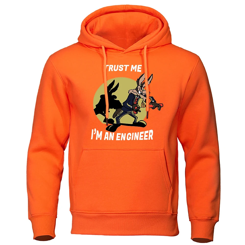Trust Me Im An Engineer Print Hoodies Male Pure Fleece Casual Clothing Round Neck Engineering Hoody Classic Oversized Pullovers