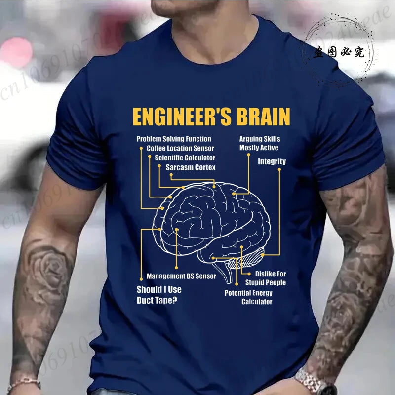 Engineer's Brain Funny Sarcastic Engineering Print T-Shirt for Men Women Graphic T Shirts Summer Fashion Shirt Short Sleeve Gift