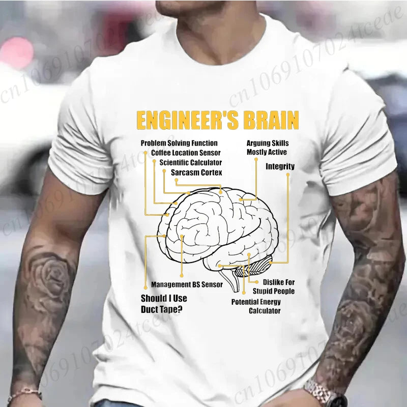 Engineer's Brain Funny Sarcastic Engineering Print T-Shirt for Men Women Graphic T Shirts Summer Fashion Shirt Short Sleeve Gift