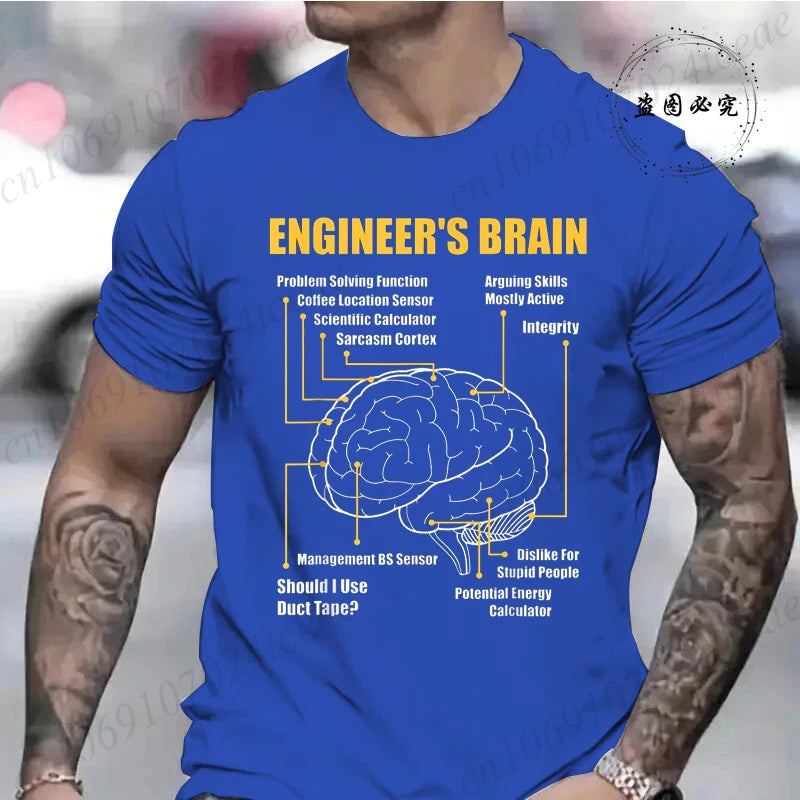 Engineer's Brain Funny Sarcastic Engineering Print T-Shirt for Men Women Graphic T Shirts Summer Fashion Shirt Short Sleeve Gift