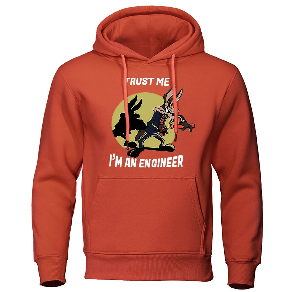 Trust Me Im An Engineer Print Hoodies Male Pure Fleece Casual Clothing Round Neck Engineering Hoody Classic Oversized Pullovers