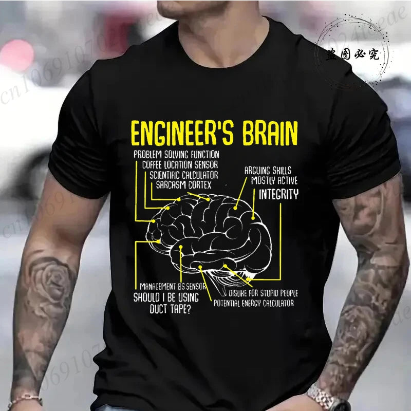 Engineer's Brain Funny Sarcastic Engineering Print T-Shirt for Men Women Graphic T Shirts Summer Fashion Shirt Short Sleeve Gift