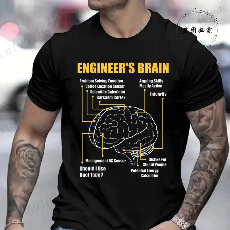 Engineer's Brain Funny Sarcastic Engineering Print T-Shirt for Men Women Graphic T Shirts Summer Fashion Shirt Short Sleeve Gift