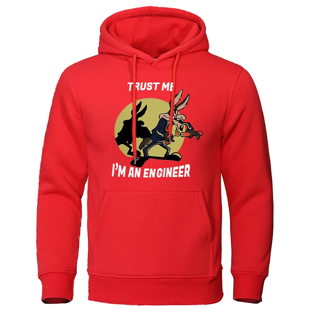 Trust Me Im An Engineer Print Hoodies Male Pure Fleece Casual Clothing Round Neck Engineering Hoody Classic Oversized Pullovers