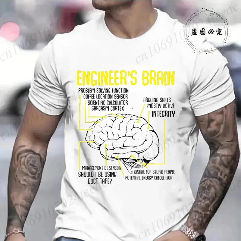 Engineer's Brain Funny Sarcastic Engineering Print T-Shirt for Men Women Graphic T Shirts Summer Fashion Shirt Short Sleeve Gift