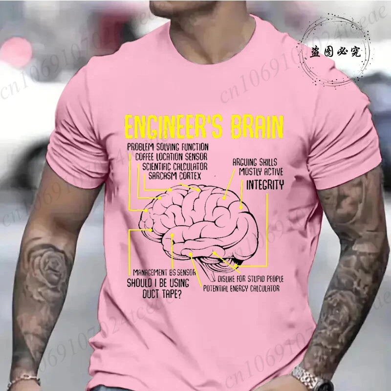 Engineer's Brain Funny Sarcastic Engineering Print T-Shirt for Men Women Graphic T Shirts Summer Fashion Shirt Short Sleeve Gift