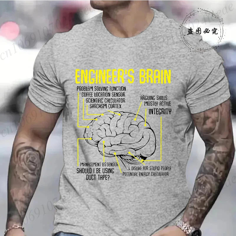 Engineer's Brain Funny Sarcastic Engineering Print T-Shirt for Men Women Graphic T Shirts Summer Fashion Shirt Short Sleeve Gift