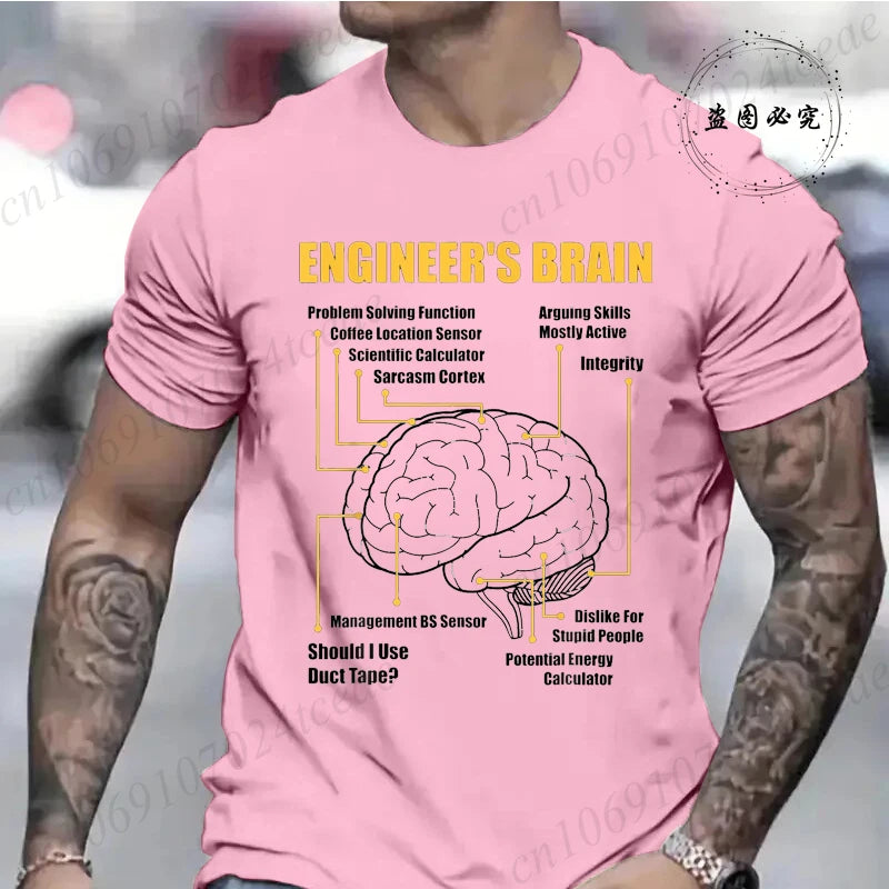 Engineer's Brain Funny Sarcastic Engineering Print T-Shirt for Men Women Graphic T Shirts Summer Fashion Shirt Short Sleeve Gift