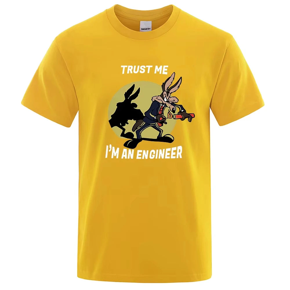 Trust Me Im An Engineer T Shirt For Men Pure Cotton Vintage T-Shirt Round Neck Engineering Tees Classic Man Clothes Oversized