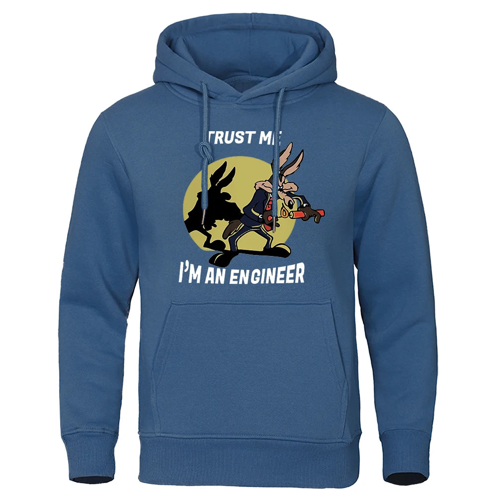 Trust Me Im An Engineer Print Hoodies Male Pure Fleece Casual Clothing Round Neck Engineering Hoody Classic Oversized Pullovers