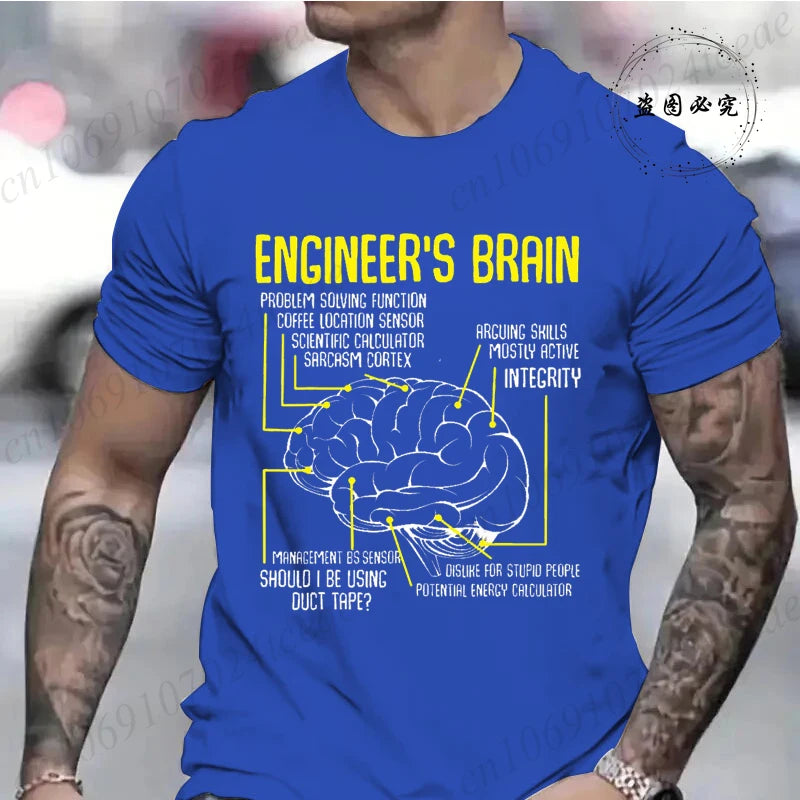 Engineer's Brain Funny Sarcastic Engineering Print T-Shirt for Men Women Graphic T Shirts Summer Fashion Shirt Short Sleeve Gift
