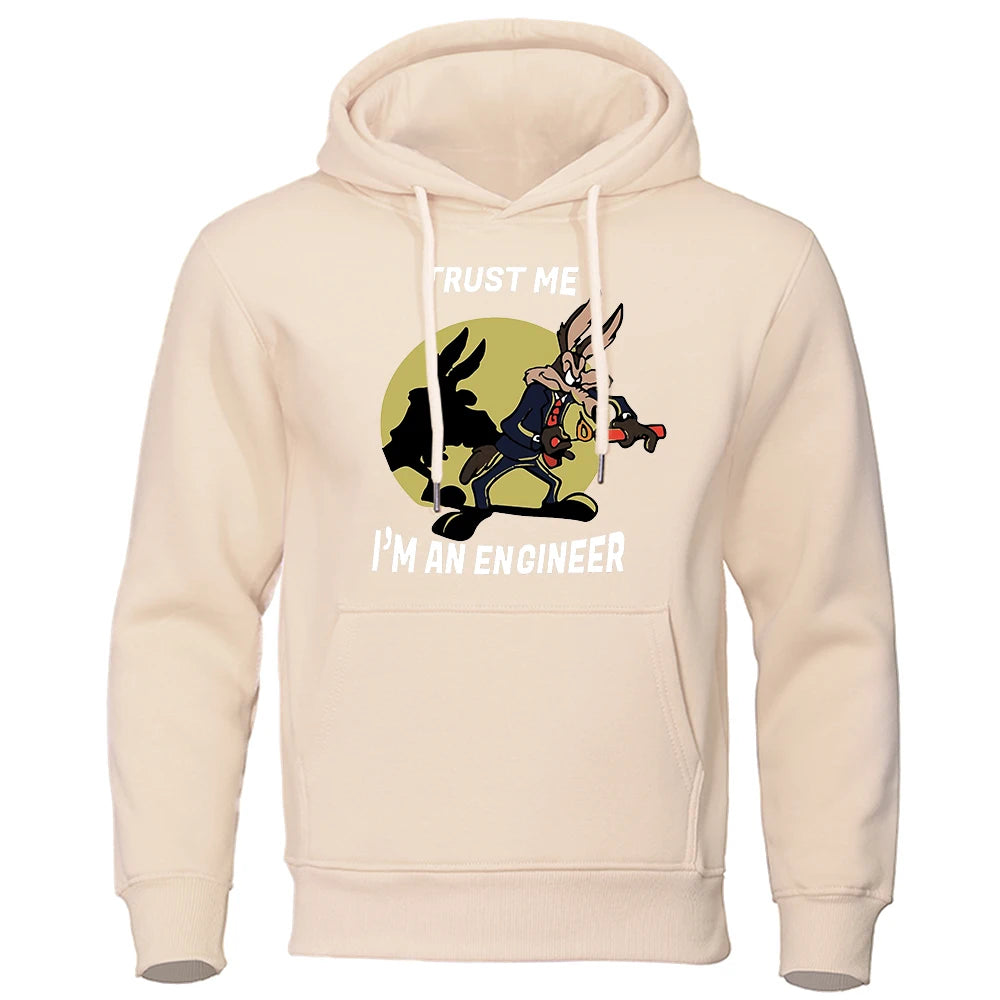 Trust Me Im An Engineer Print Hoodies Male Pure Fleece Casual Clothing Round Neck Engineering Hoody Classic Oversized Pullovers