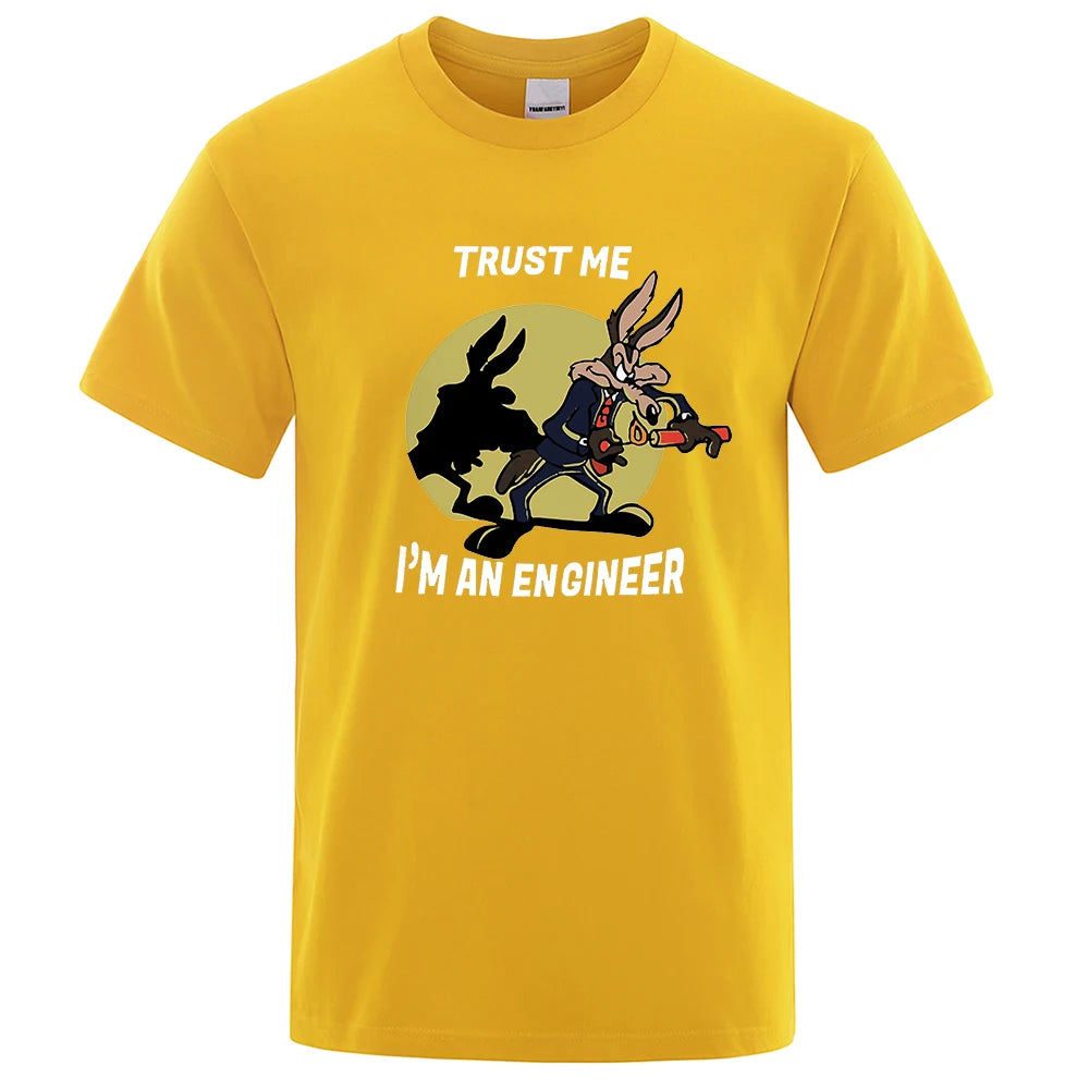 Trust Me Im An Engineer T Shirt For Men Pure Cotton Vintage T-Shirt Round Neck Engineering Tees Classic Man Clothes Oversized