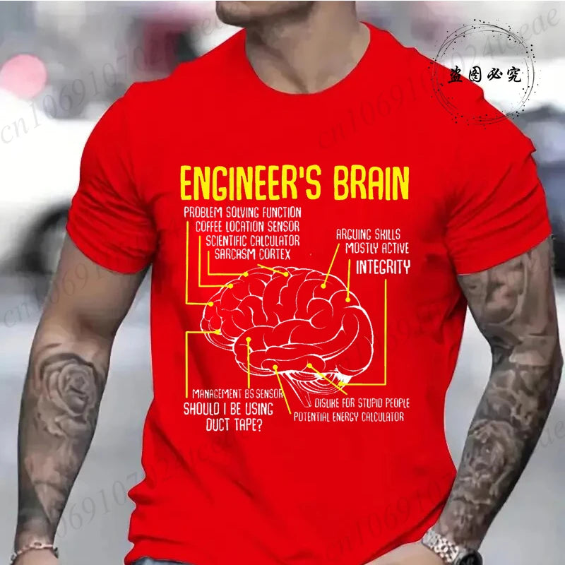 Engineer's Brain Funny Sarcastic Engineering Print T-Shirt for Men Women Graphic T Shirts Summer Fashion Shirt Short Sleeve Gift